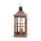 23" Brown Chinese Fir Traditional Candle Holder Lantern